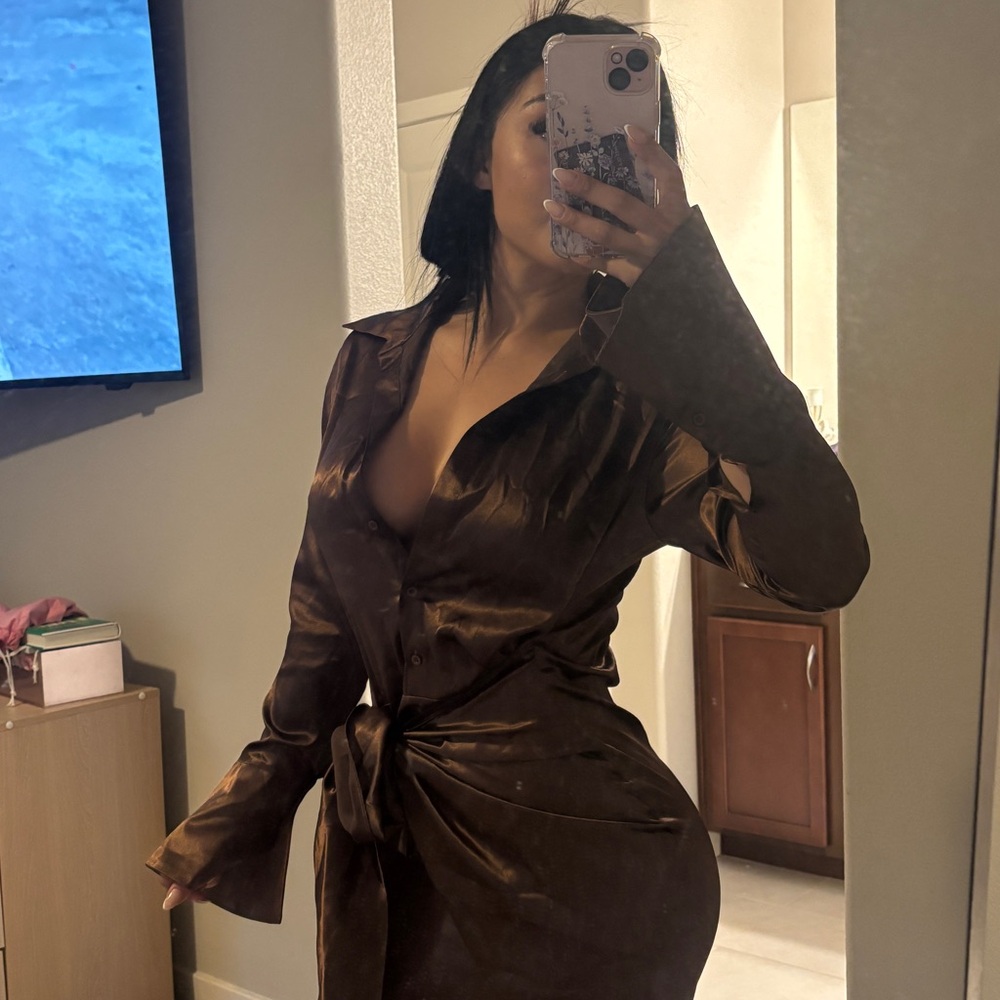 Chic Brown Wrap Dress